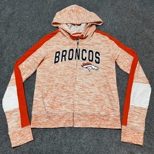 Denver Broncos Sweatshirt Womens Small Orange Hooded Zip Up NFL Apparel