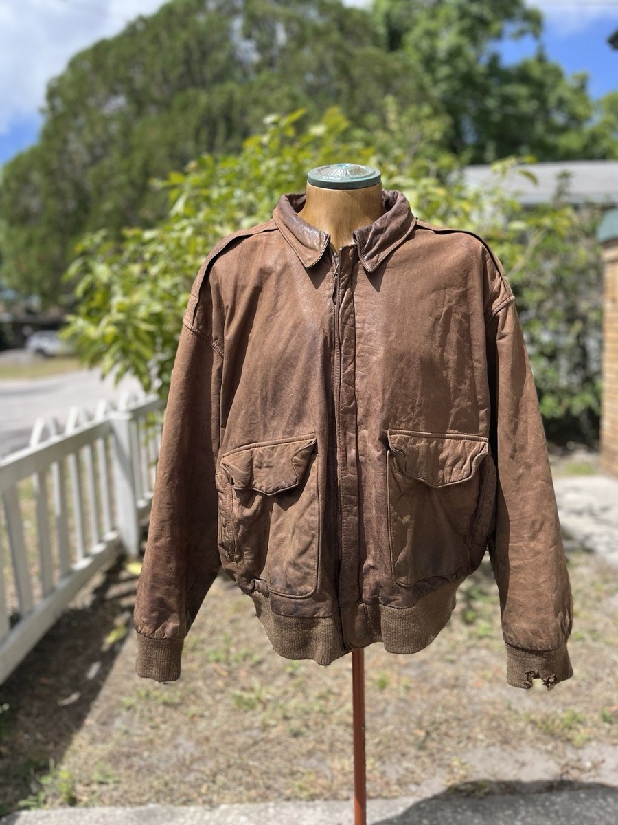 Vintage G-III Leather Bomber Jacket Size Big 3XL Brown Full