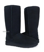 UGG Classic Tall II Black Suede Fur Boots Womens Size 9 -NIB-