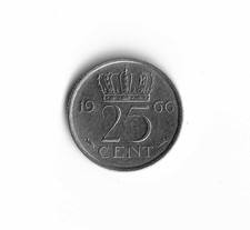 1966 Netherlands - 25 Cents - 827 - Nickel - 3g