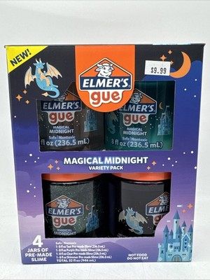 Elmer's Gue Premade Slime Assorted Colors Nontoxic Magical Midnight 2pk 8 TOTAL