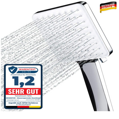 Duschkopf XXL 6 Strahlarten Hochdruck Wassersparend 20 cm Chrom Dusche Zubehör