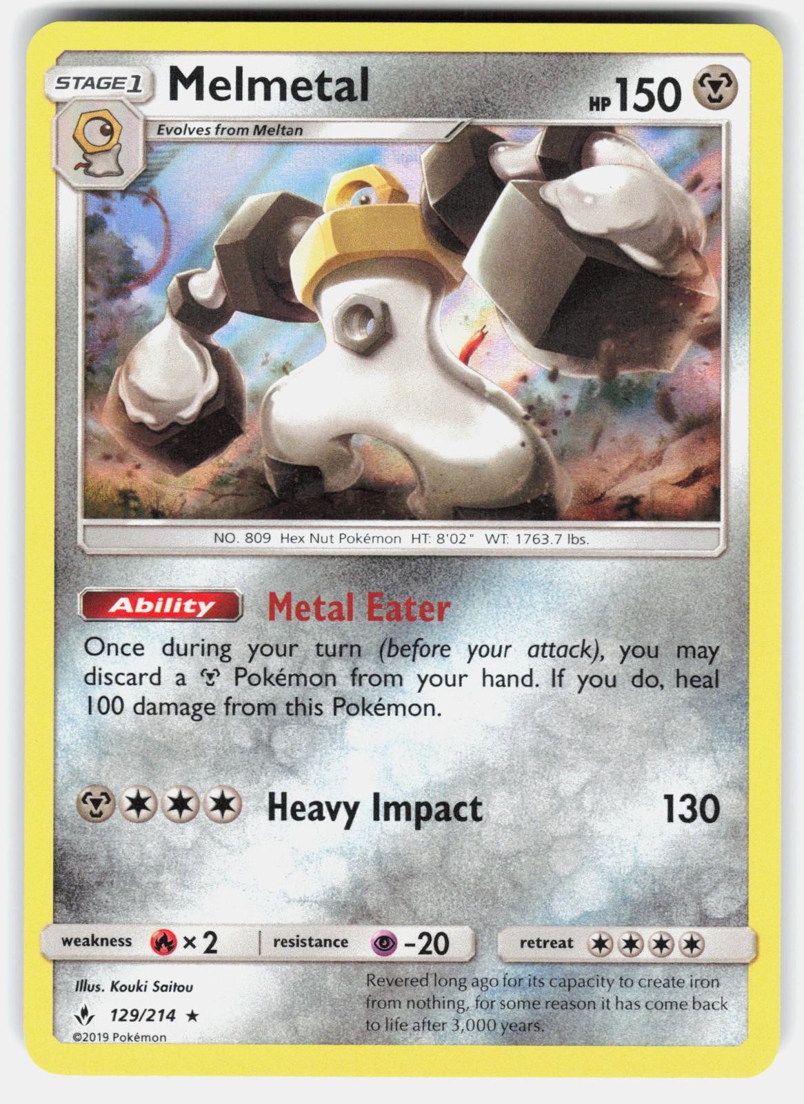 MELMETAL 129/214 HOLO RARE UNBROKEN BONDS POKEMON LP