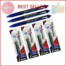 Pilot Precise V5 Rt, 3 Pens 26063 with 4 Packs of Refills, Blue Ink, 0.5mm XF