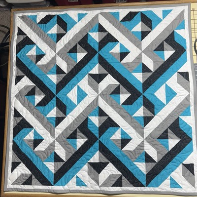 Quilt Handmade By DB Quilts And Longarm Baby Size 40 x40  Woven Pattern New