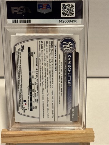 2025 Bowman Chrome Cam Schlittler Prospects Pulsar Refractor /399 PSA 9 - Bild 3 von 3