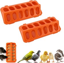 Oncpcare 2 Pack Plastic Flip-Top Poultry Feeder Tray, Chick Feeding Trough for B