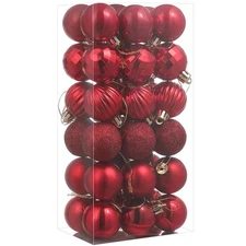 Christmas Tree  RED Ornaments Shatterproof Balls Xmas Hanging Decor Ball USA Set