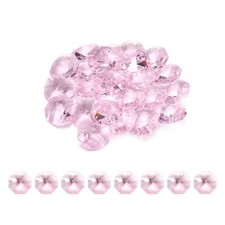 25Pcs 14mm 1 Hole K9 Crystal Octagon Glass Chandelier Beads, Pink