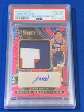 Jared McCain (RC), 2024 Sel FOTL Prime Sel Neon Pur Pul Pat Auto #15 PSA 8/ Pop1
