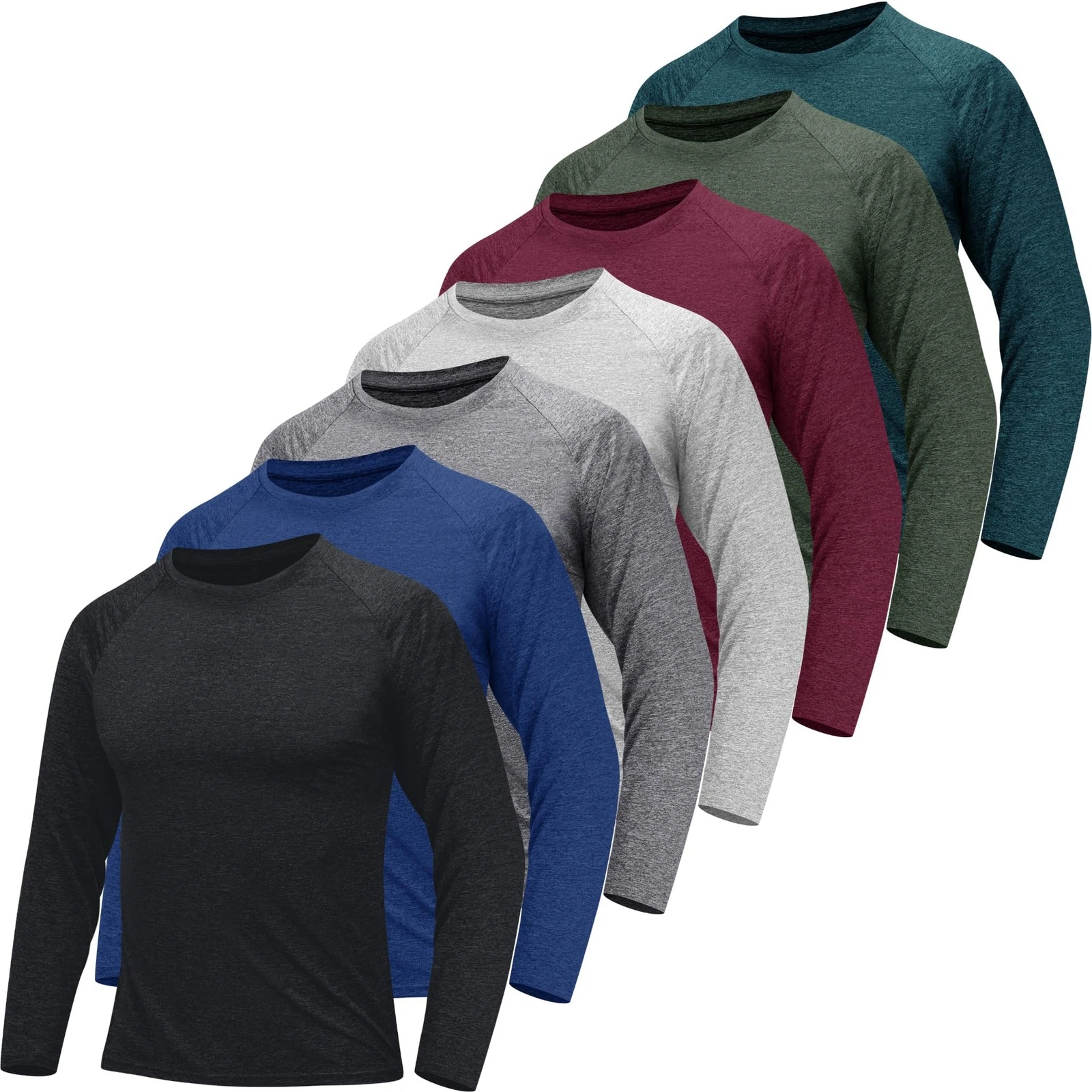 5/7 Pack Long Sleeve Shirts for Men - Quick Dry Moisture Wicking UPF 50+ Sun ...