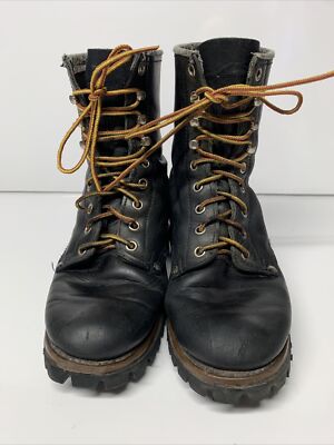 VTG Gorilla Linesman Logger Boots Black Vibram Lug Sole Sz 5  display picture 1
