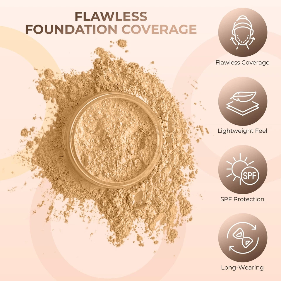 FOUNDATION with FLAWLESS FACE BRUSH Mineral Makeup Matte Natural Loose Powder - Image 4 of 4
