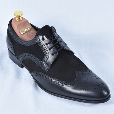 Men's Shoes Half Lace-up Black Budapester New Leather 41 42 43 44