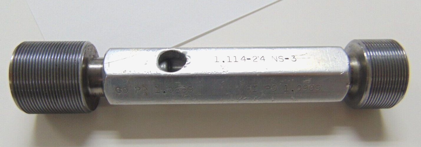 PMC INDUSTRIES THREAD PLUG GAGE 1.114-24 NS-3 GO PD 1.0869 HI PD 1.0909 ...