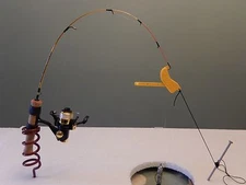 Ice Fishing Automatic Hook Setter 3 for $9.99 for use in ice fishing shelter