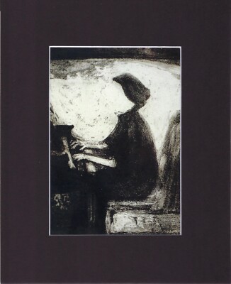 8X10'' Matted Art Print-Maker Sidney Chafetz: Artiste, 1952, Etching
