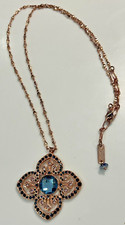 Mariana Pendant Necklace Ornate Medallion Rose Gold Plated Swarovski Crystals