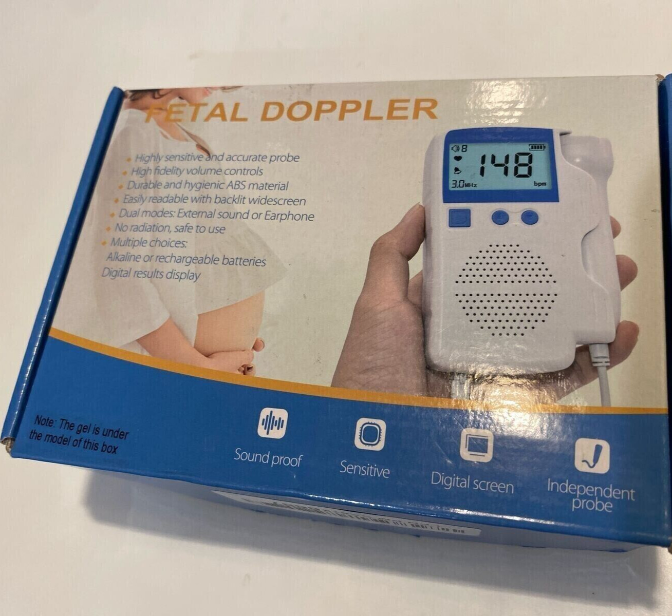 Baby Petal Doppler Heart beat/rate Listening Device Machine Ultrasound with Gel