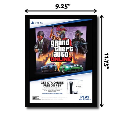 2022 Grand Theft Auto Online Framed Print Ad/Poster PS5 Official