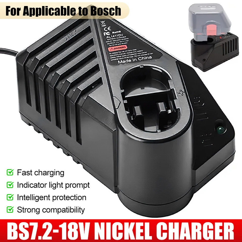 For Bosch Fast Charger 7.2V 9.6V 18V 14.4V Ni-CD Ni-MH Battery BAT043 BAT038