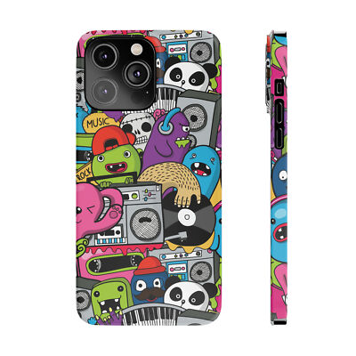 iPhone Slim Case - Domo Monsters Cute Cartoon Panda Cartoon Japanese Flower Art