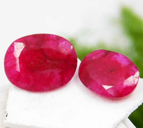 Certified 14.90 Ct Natural Excellent African Pink Ruby Oval Shape Gemstone Pair - Picture 3 of 8