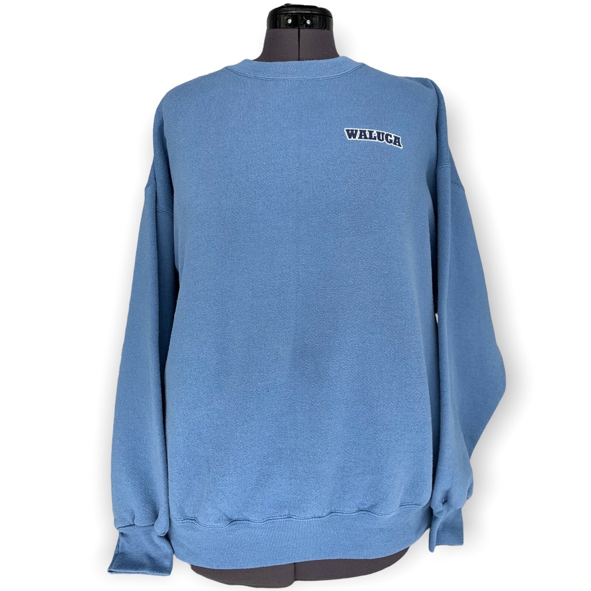 Vintage Hanes Heavyweight Blue Waluga Crew Neck Sweatshirt Size XL