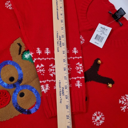 United States Sweaters Womens Red Knit Rudolph Christmas Ugly Sweater SZ 2X - Picture 9 of 14