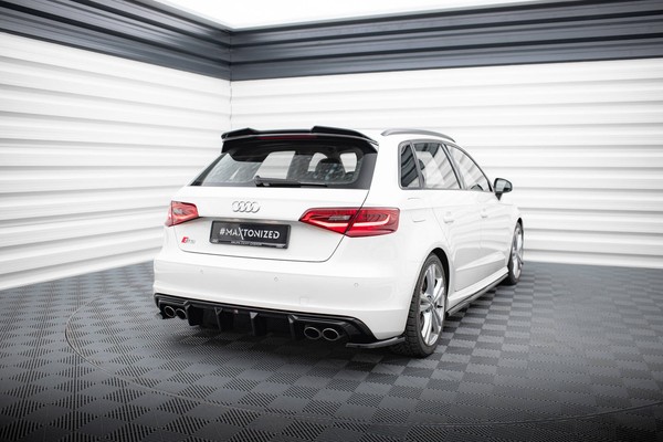 Heck Ansatz Flaps Diffusor FüR Audi S3 Sportback 8V Schwarz Hochglanz-image