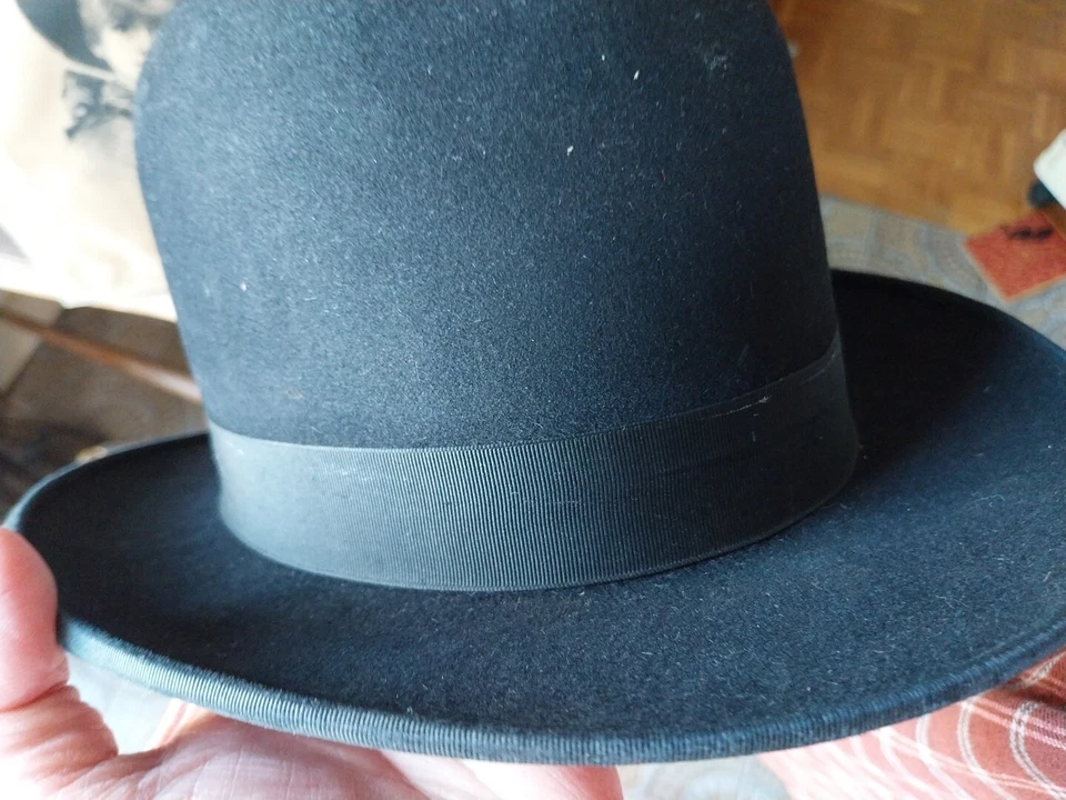 Ancien Chapeau melon  avec son ruban grainTDT 48 cm. Très bel état. Voir photos  - Photo 3/4