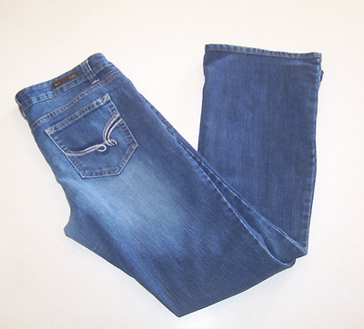 Women's LEI Sophies Flare Hipster Faded Blue Denim Jeans