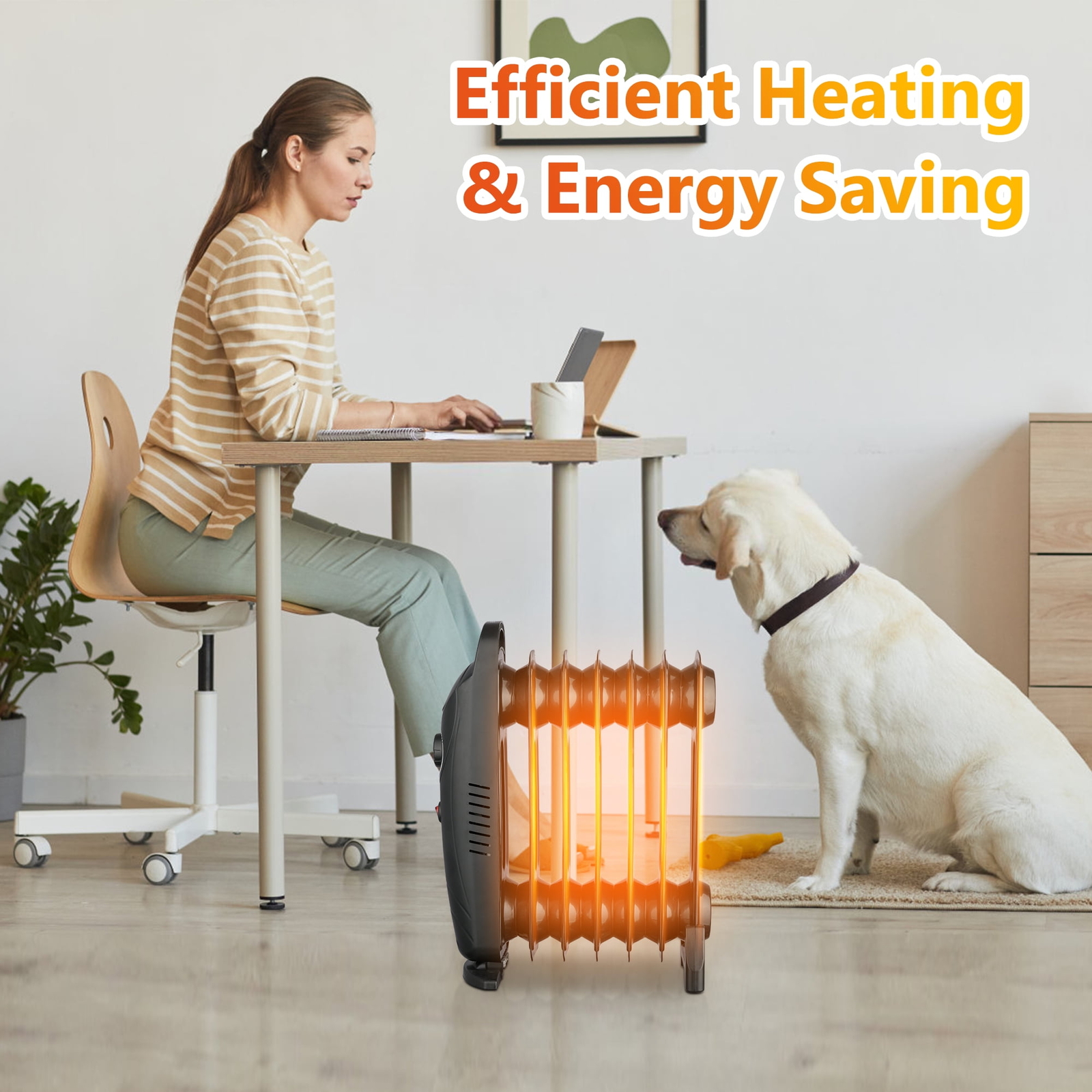 Lifeplus 700Watt Oil Filled Electric Space Heater, Black Finish, 12