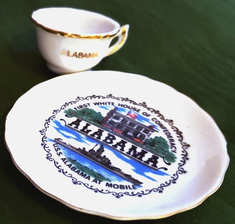 Vintage 3" Alabama Souvenir Memorabilia Collectors Mini Plate and Small Cup