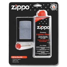 Zippo Lighter Chrome All in One Kit Gift Set