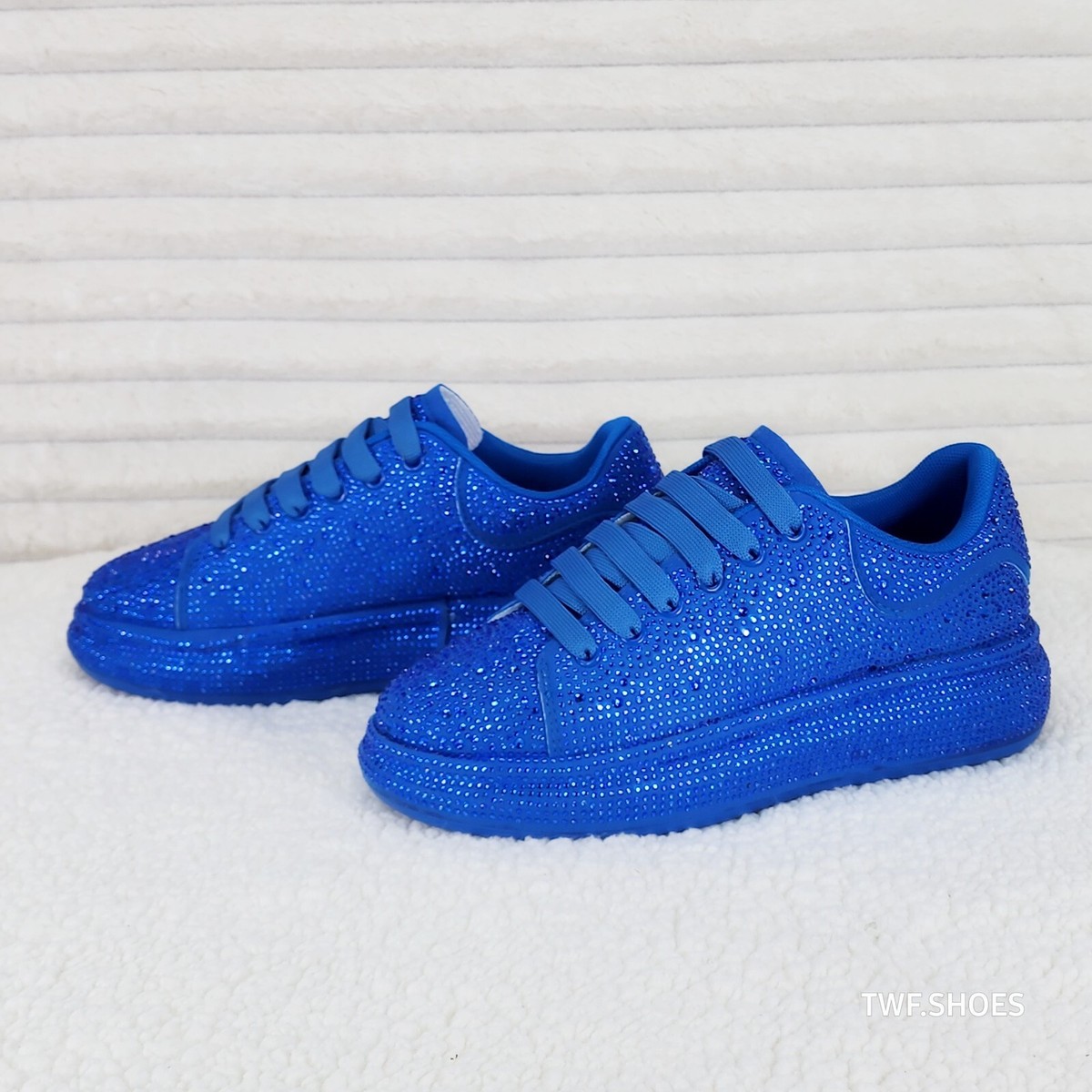 Dazzle Cush Iridescent Stone Blue Platform Sneakers Tennis Shoes