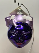 VTG Patricia Breen Cow Jumped Over the Moon Rare Purple Glass Ornament w Tag