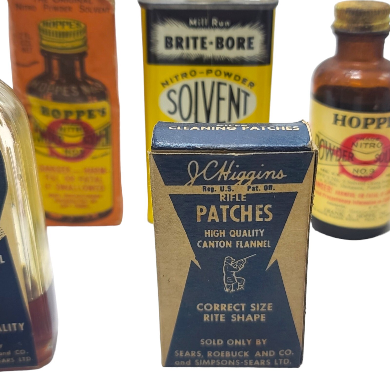 Large Lot Of Vintage Gun Oil Lubricant Cleaning Tins Glass Hoppes