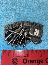 NOS Electrician American MADE Belt Buckle Pewter 1980'S FOR 1 1/2" BELT