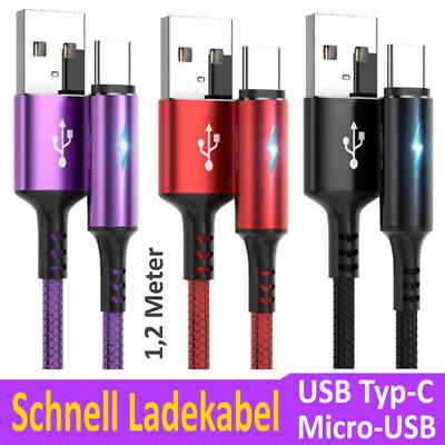 Ladekabel Datenkabel Schnell Typ-C Micro USB für Samsung Huawei Xiaomi S10 20 21