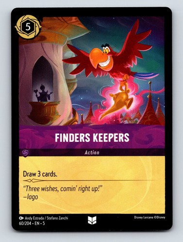 Disney Lorcana Legendary Card Iago Aladdin Genie 5 Lore Action Enchanted