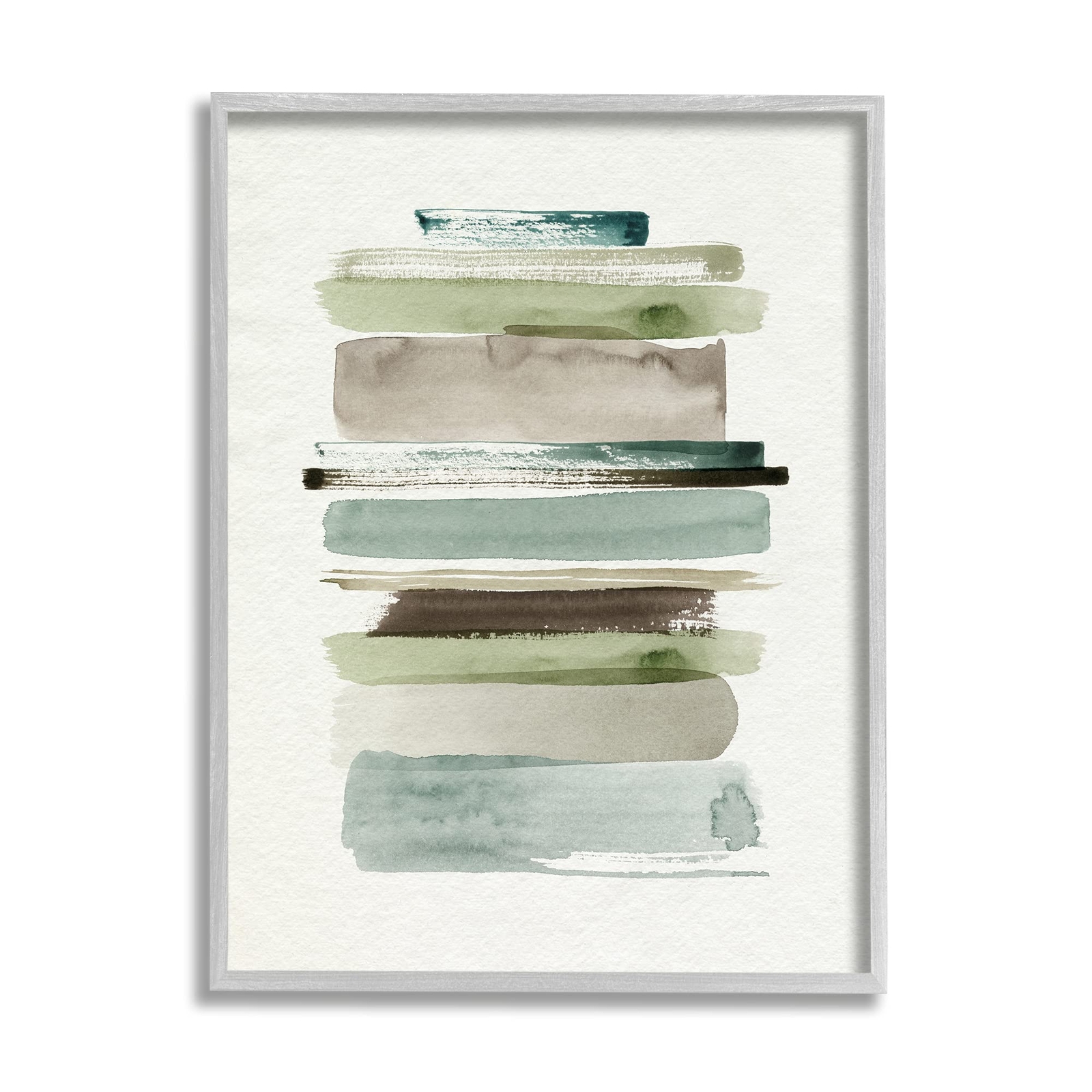 Thick Line Shape Abstraction Green Brown Striped Layers, Designed by Grace Po...