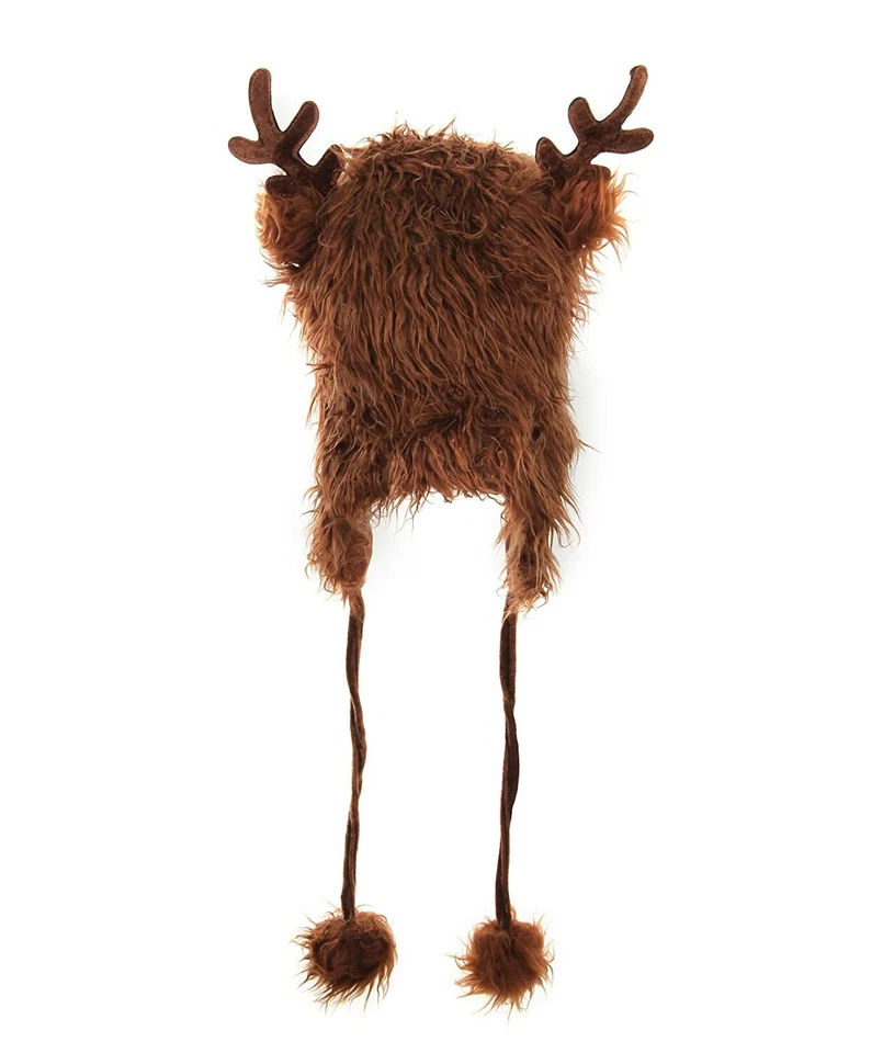 Adult Holiday Christmas Reindeer Hoodie Costume Laplander Hat with Ears Antlers - Image 3 of 3