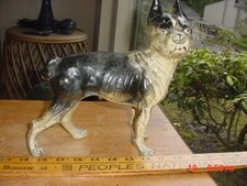 LARGE OLD CAST IRON BOSTON TERRIER DOG DOORSTOP 10 INCH BY 10 INCH
