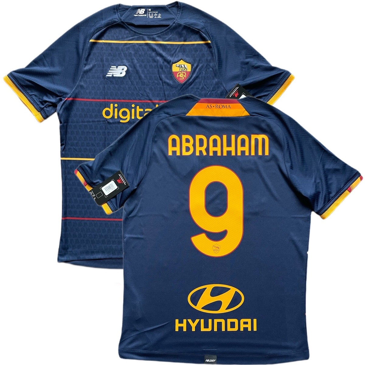 2021/22 AS Roma Fourth Jersey #9 Abraham Medium New Balance Soccer