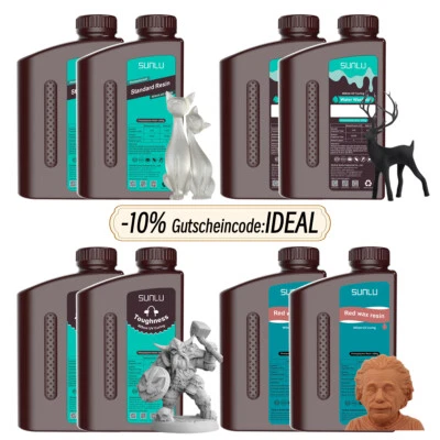 SUNLU 2×1KG Alta Temperatura/Dureza Estándar/Similar a ABS/Similar a PA/Resina Lavable