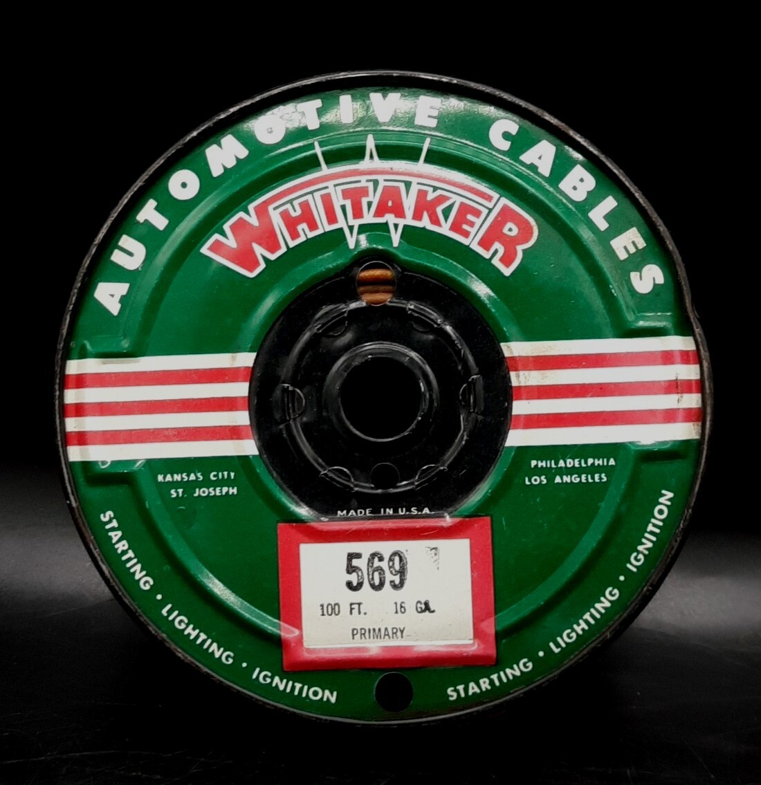 Vintage Whitaker Automotive Cable Wire Spool 16 Gauge 1950s Advertising