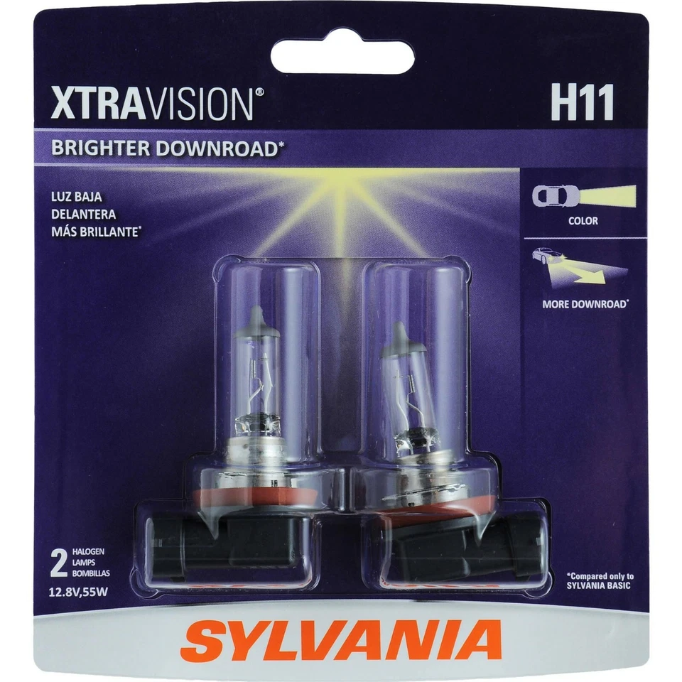 Sylvania Xtra Vision Dos Bombillas H11 55W Luz Cabeza Luz Baja Reemplazar Lámpara Actualización Foto 2 de 4