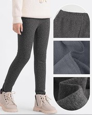 Girls Winter Fleece Lined Leggings Thick Pants Dark Grey 12-14 Years