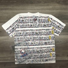 Vintage World Cup Shirt Mens Medium White Xara Soccer AOP Deadstock 90s Made USA